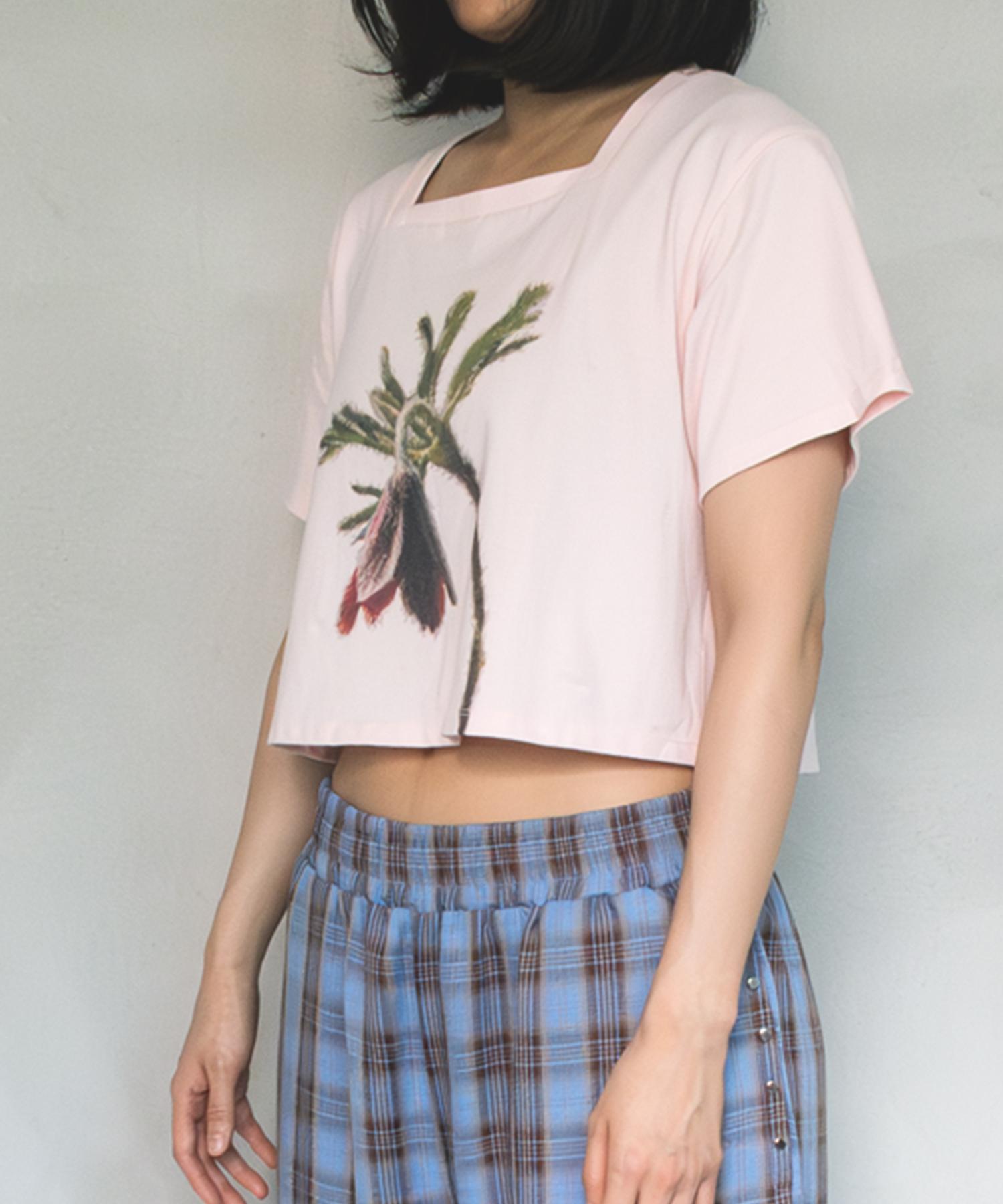 Ogi Pink Flower Crop Baby Tee Pink
