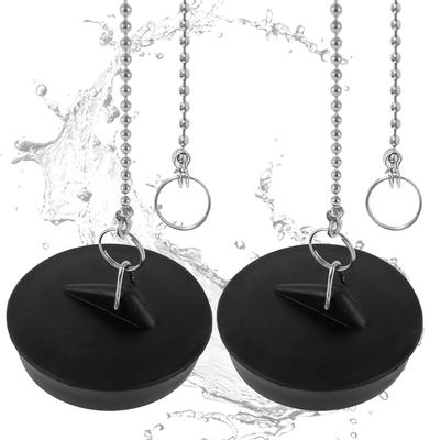 Silicone Drain Plug Sink Plug Universal Stopper Plug for Bathtub Bathroom and Kitchen Sink Drain with Round Beaded Chain Stopper