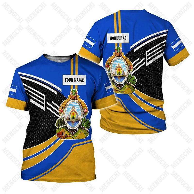 Honduras Vlajka Grafika Unisex Trička Letní Ležérní Streetwear Pánská Móda Dres Chlapec Nadrozměrná Trička Krátký Rukáv Sportovní Oblečení