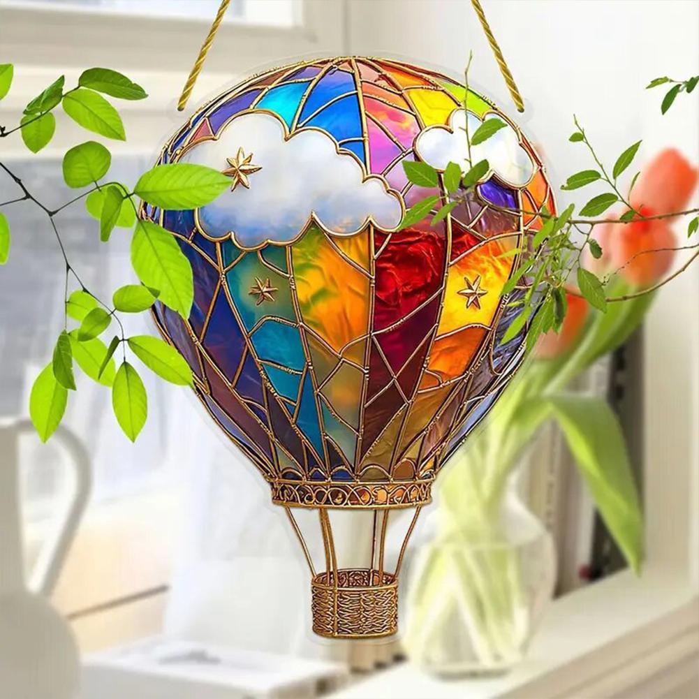 Hot Air Balloon Sun Catcher Acrylic Hanging Pendant Lantern Pendant for Outdoor Garden Terrace Yard Balcony Patio