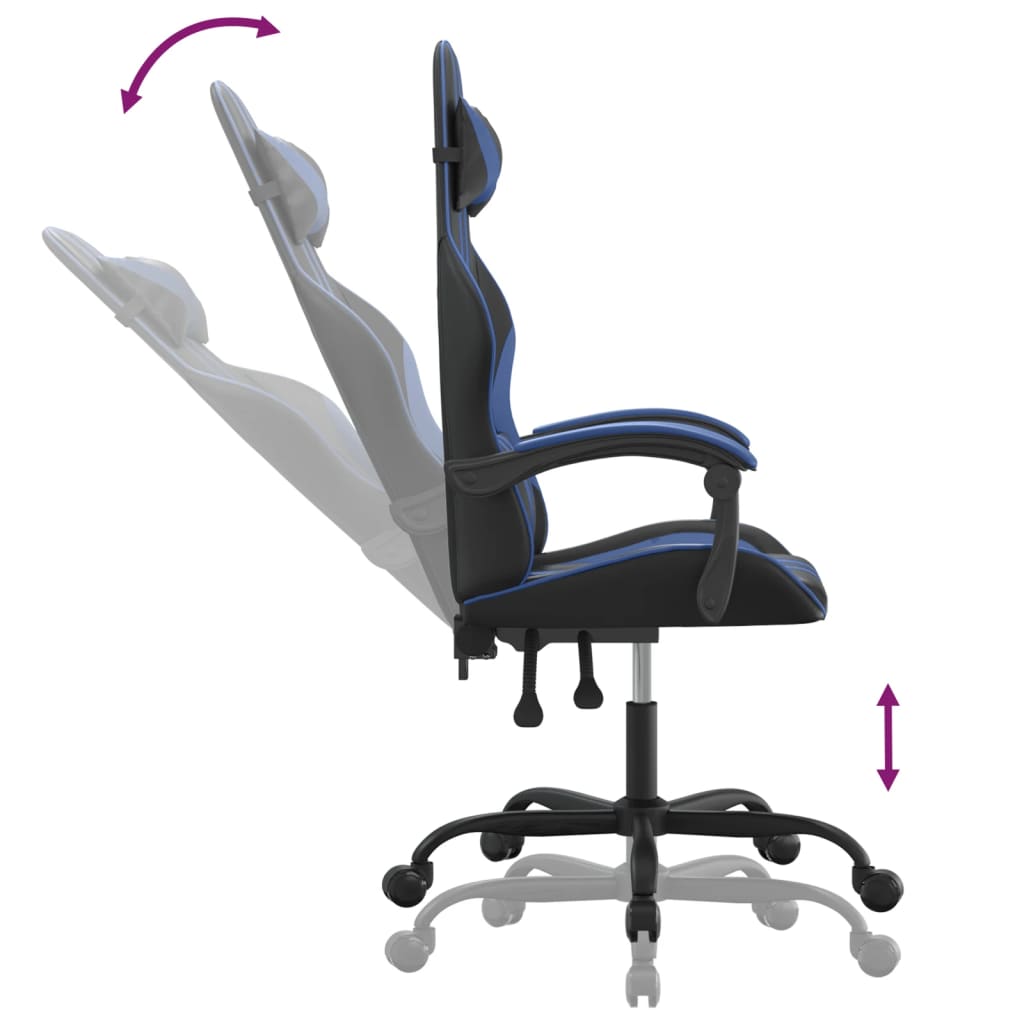 Gaming Chair Swivel Black and Blue Synthetic Leather