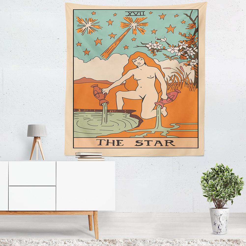 Indian Middle East Colorful Aspect Astrology Series Printing Hanging Tapestry for Living Room Bedroom