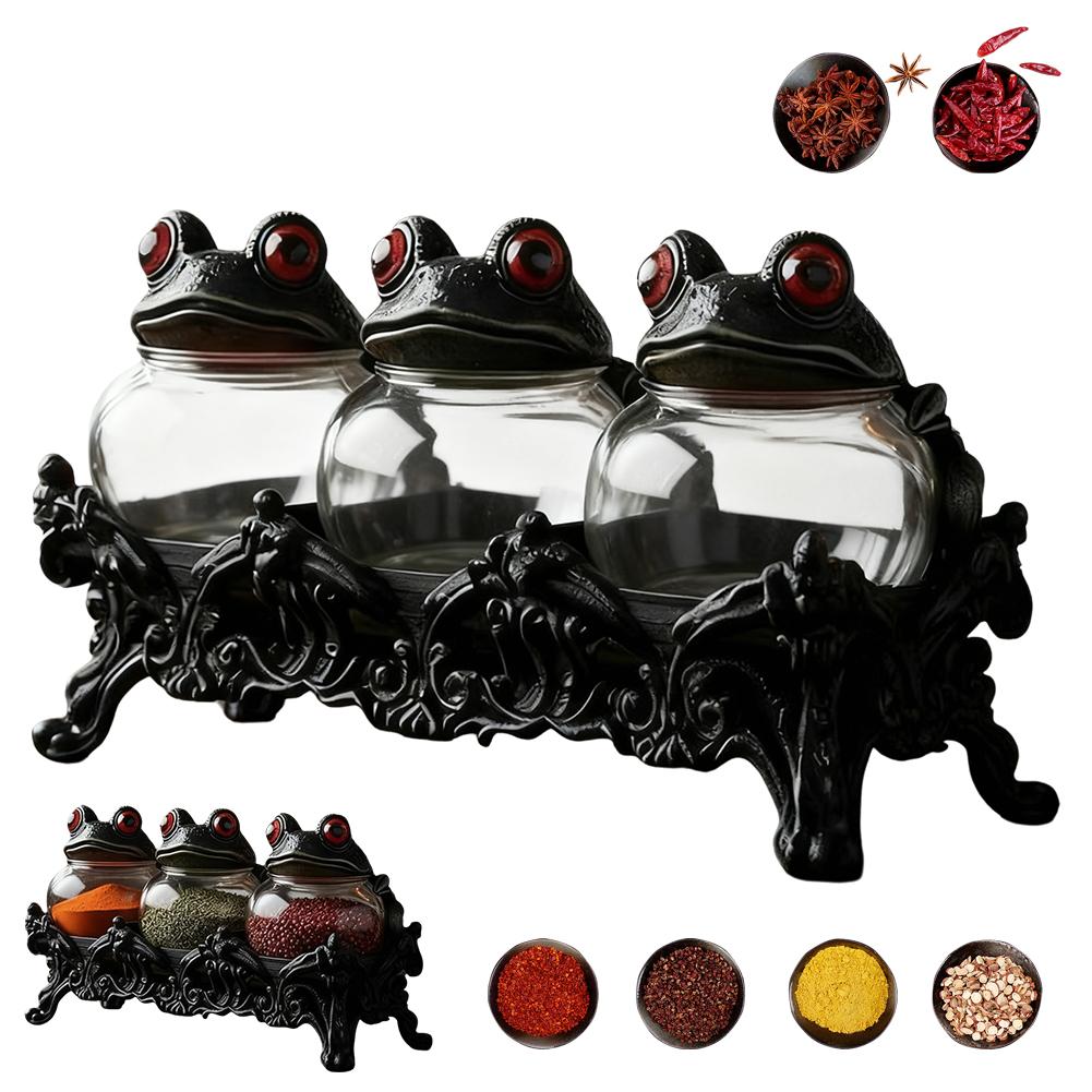 

Відьмацька Жаба Аптекарські Банки для Спецій Ручної Роботи Вінтажні Класичні Аптекарські Банки з Кришками-Жабами Кухня Готичний Контейнер для Зберігання Їжі чорний