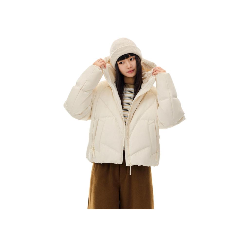 Anta Simple Casual Short Hooded Warm Down Jacket Women Outerwear 162548910-1