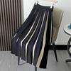 Colorblock Elastic Waist Womens Skirts Contrast Color Skirts Solid Streetwear A Line Midi Skirt
