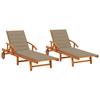 Day and Night - Day and Night Loungers with Cushions 2 Units Solid Acacia Wood