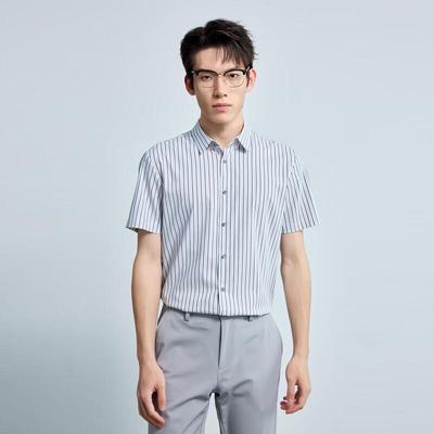 Lilang Men's Striped Short Sleeve Business Casual Shirt