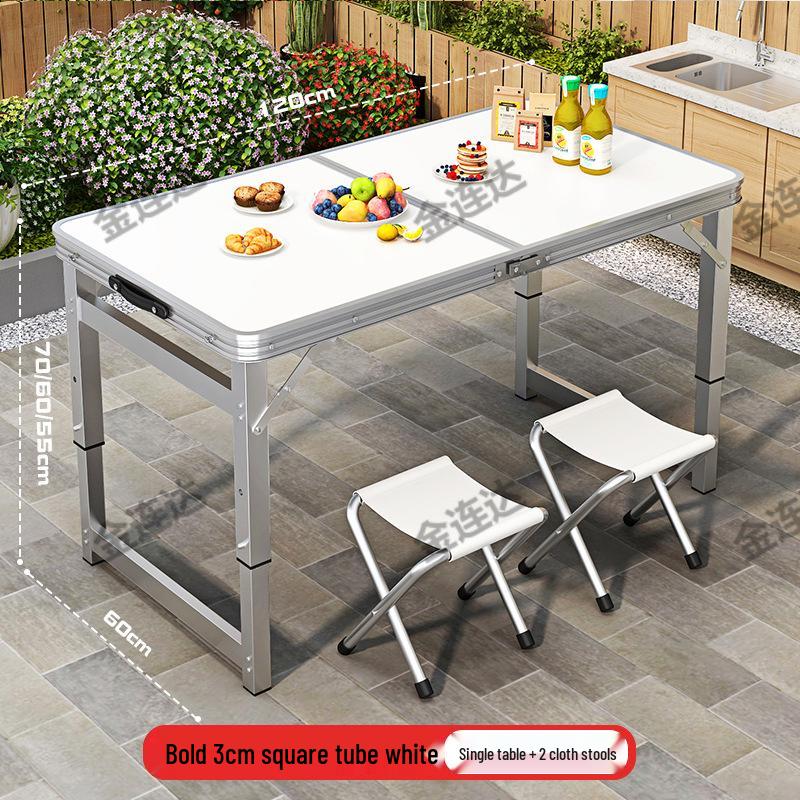 Portable Aluminum Folding Table for Outdoor Dining and Market Stalls - Adjustable and Compact