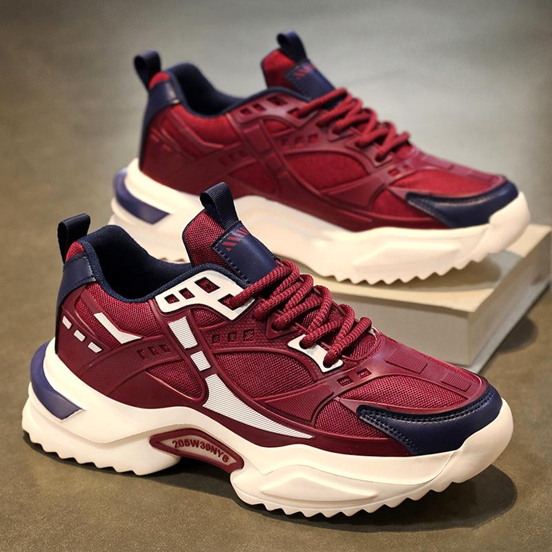 Men's Shoes 2025 Red Height Increasing Ins Trendy Teenagers Sports Running Dad