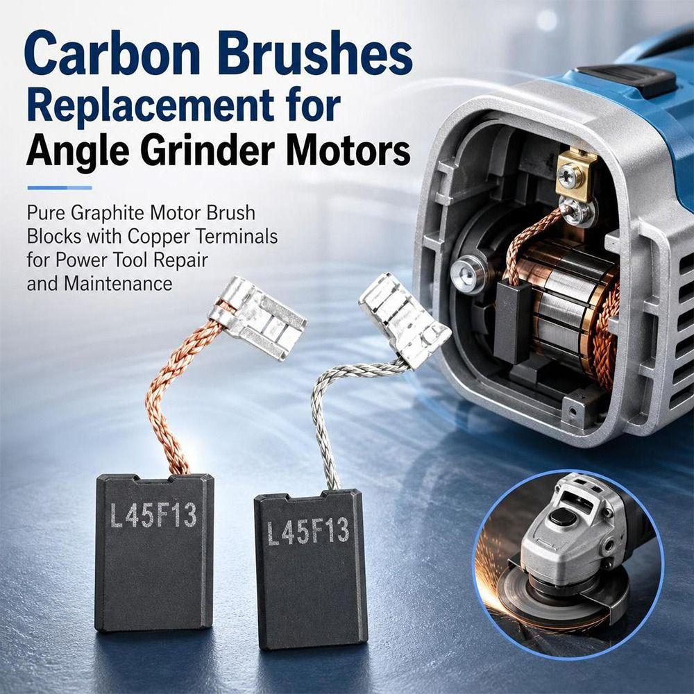 2Pcs Copper Terminals Carbon Brushes Graphite Rectangular Brush Blocks Angle Grinder Repair
