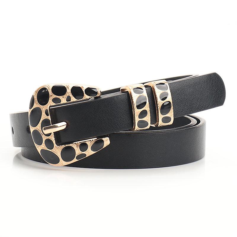 

Жіночий ремінь з леопардовим принтом, пряжка Spice Girl Wind Spot з легкосплавного сплаву для жінок, ремінь для джинсів чорний
