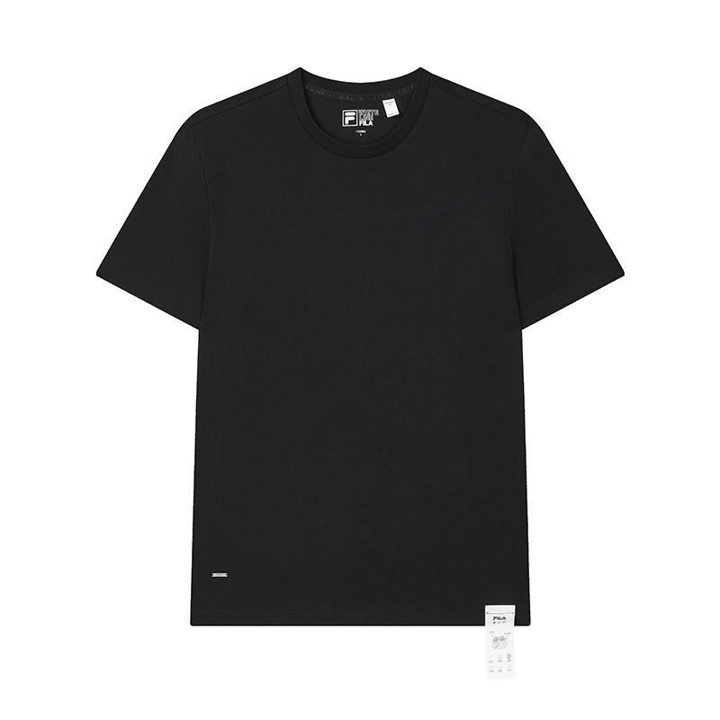 Fila White Soft Master Fashion Versatile Simple Comfortable Knitted Short Sleeve T-Shirt Men T-Shirts Black F11M513104FBK