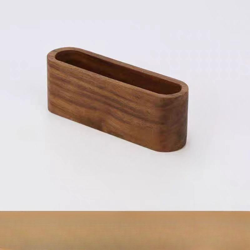 1 Pcs Wooden Business Card Box Creative Desktop Large Capacity Display and Storage Business Card Holder Black Walnut Solid Wood