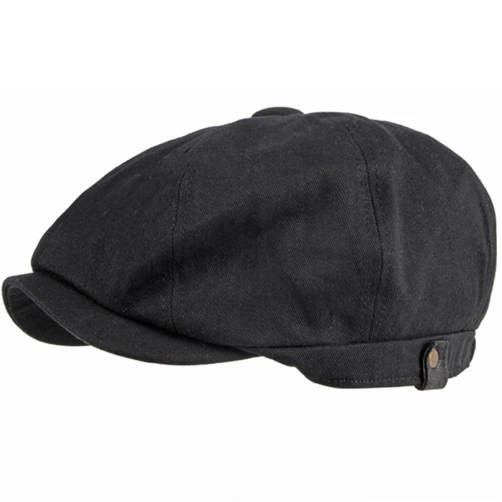 

HT3347 Berets Spring Summer Men Women Caps 100% Cotton Artist Beret Hat Male Female Ivy Flat Cap Adjustable Octagonal Beret Caps 55-59cm Adjustable чорний