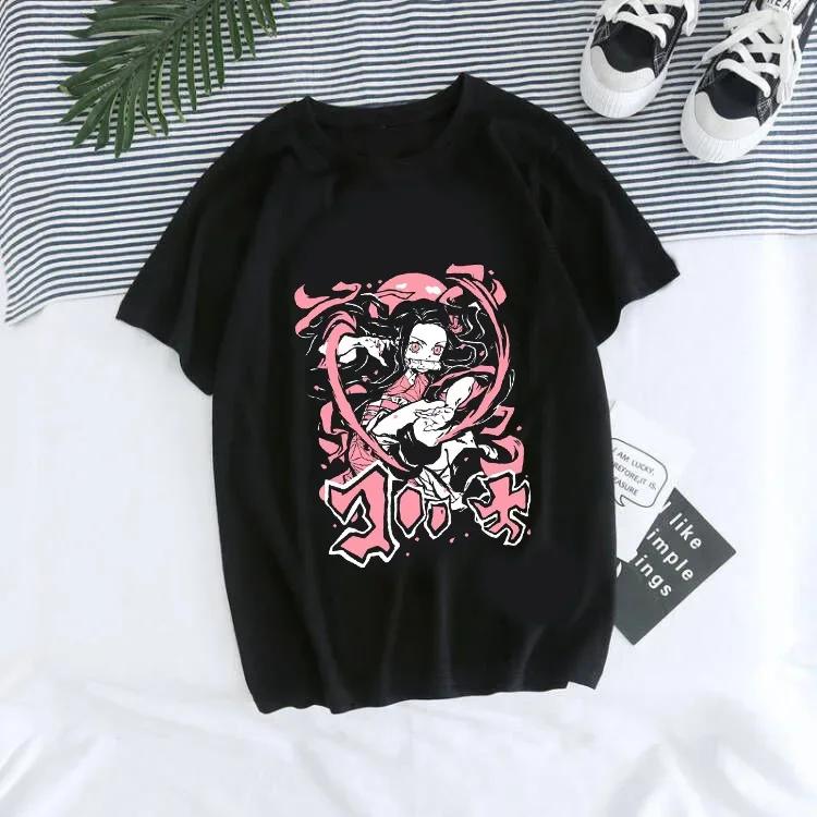 Japanisches Anime Demon Slayer T-Shirt für Damen Kimetsu No Yaiba Nezuko T-Shirt Weiblich Tanjirou Kamado Grafik y2k Kleidung Oberteile