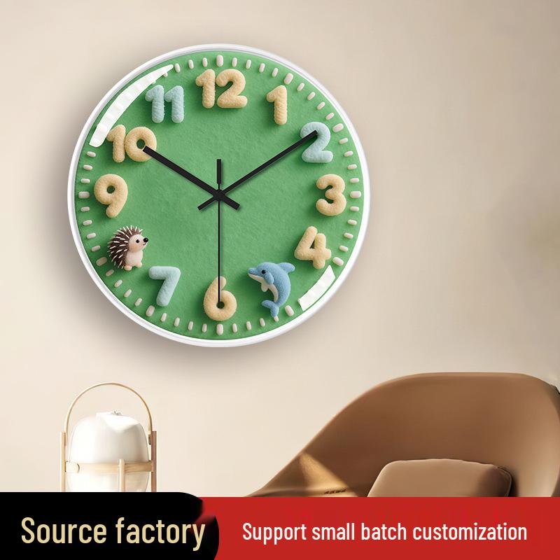 Creative Light Luxury Cartoon Wall Clock for Children's Room - Simple Cream-Style High-End Design