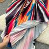 Spring Autumn Women Elegant Print Miyake Fold Cape Robe Batwing Sleeve Oversized Loose Pleated Home Dresses