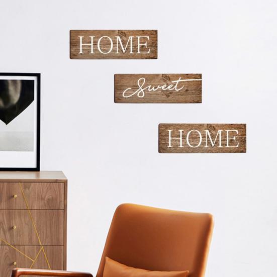 3 Pcs/Set Wooden Home Sweet Home Sign, Rustic Farmhouse Decorative Sign, Vintage Hanging Wall Plaque for Living Room, Bedroom, Kitchen, Front Door