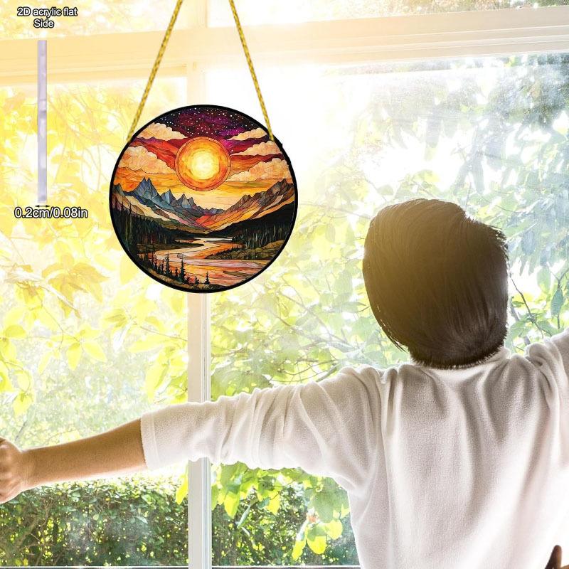 Moon and Star Window Wall Hanging Stained Sun Catchers Indoor Window Home Garden Gift for Her Art Celestial Glow Acrylic Decor, Perfect for Home