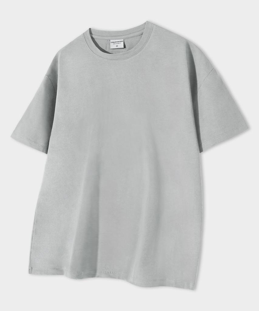 LEMAIN SECOND Semi Crew Neck Muscle Fit Plain Short Sleeve T-Shirt [Gray]