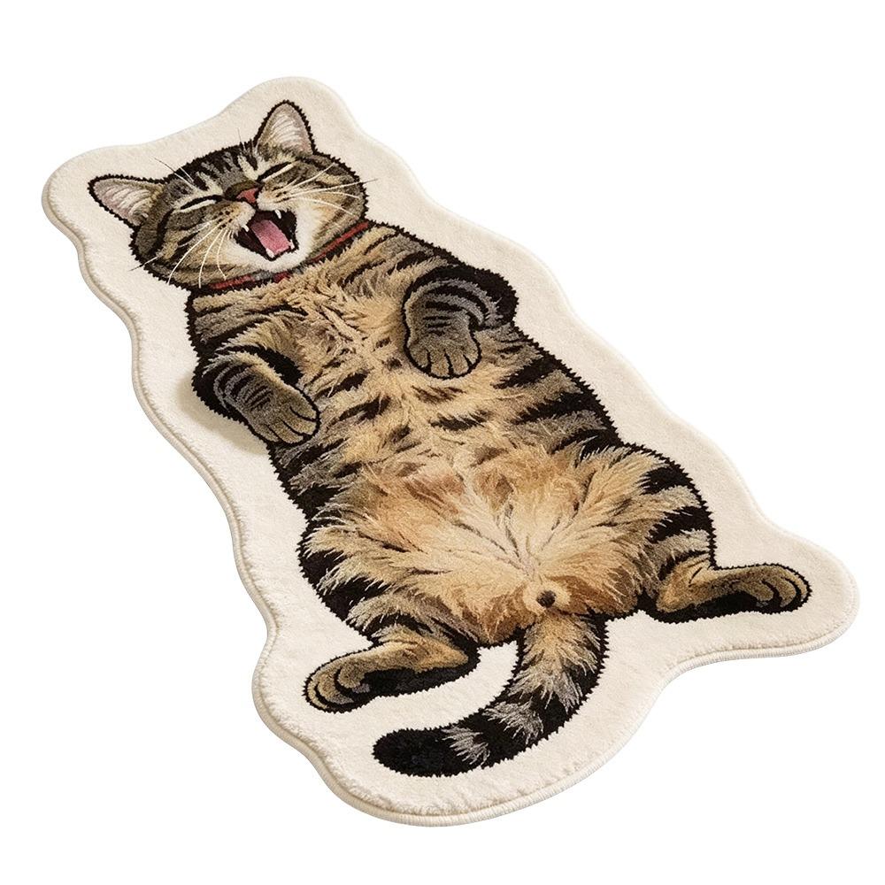 Soft Plush Cat-Shaped Area Rug Anti-fouling Cartoon Carpet Funny Home Decor Carpet  for Bedroom
