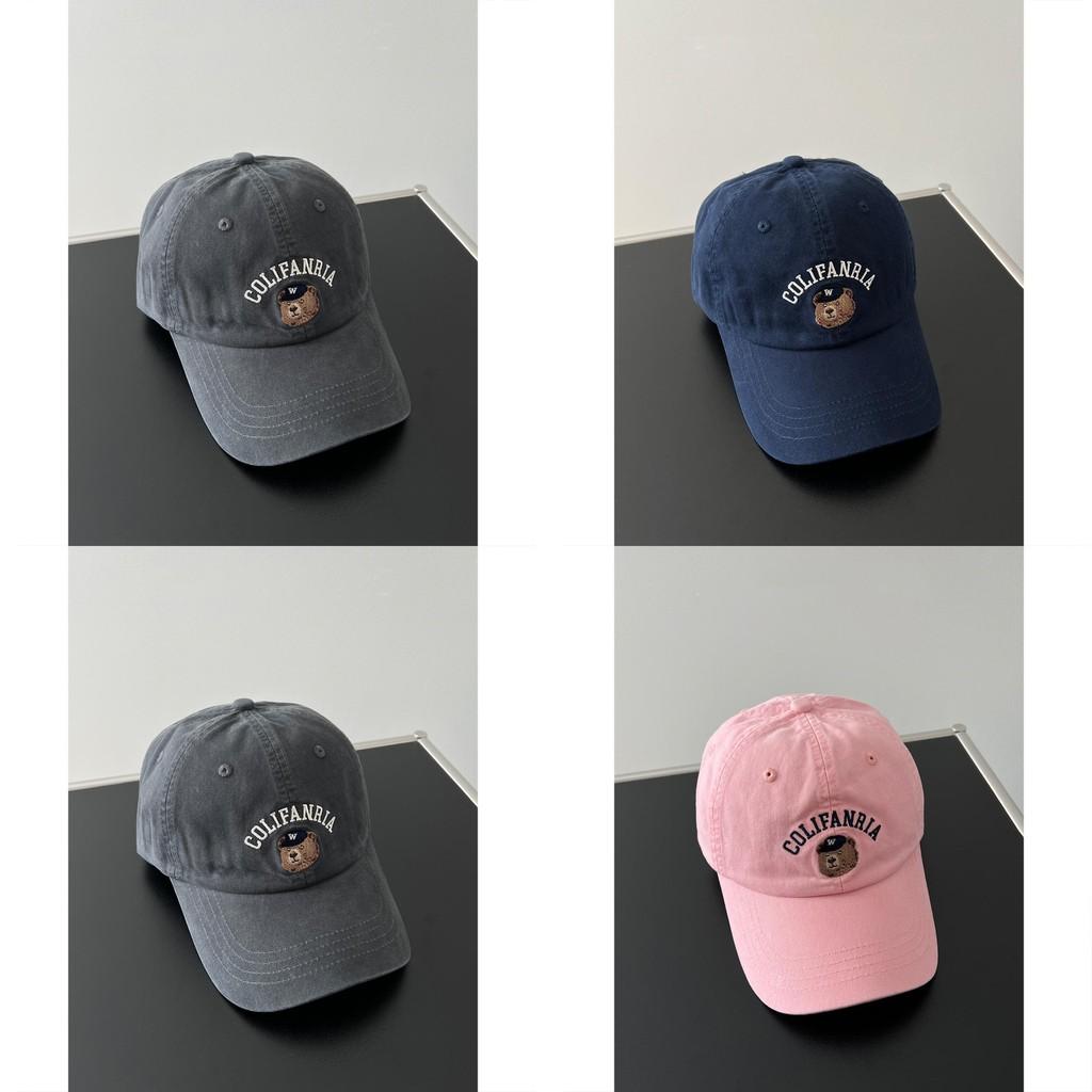Colifanria Bear Embroidered Cotton Baseball Hat With Adjustable Fit For Sun Protection And Fashion