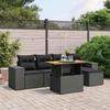 Vidaxl 6-Cz. Garden Furniture Set With Cushions, Black Poly Rattan