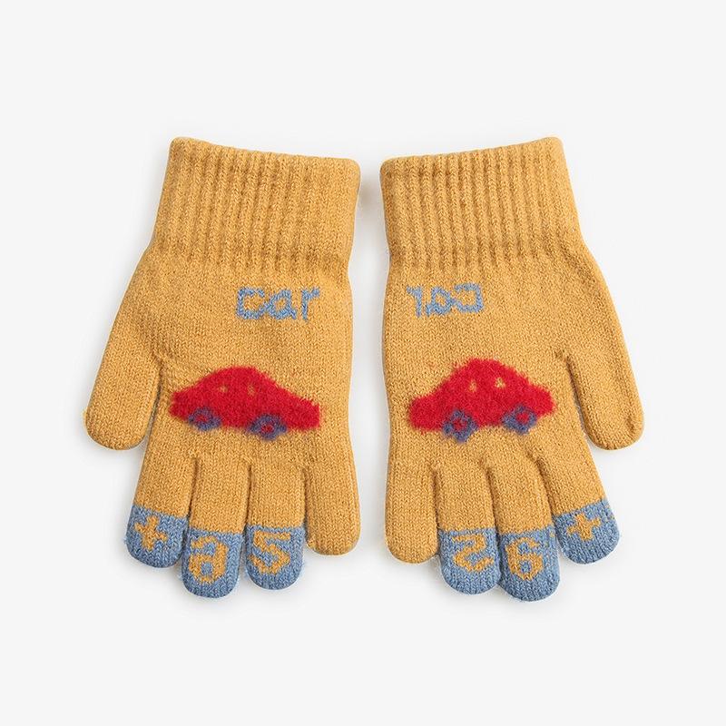 

Новые вязаные теплые перчатки для детей зимой. Милый жаккард с машинкой. Все пальцы. Для учеников начальной школы для защиты от холода. average size