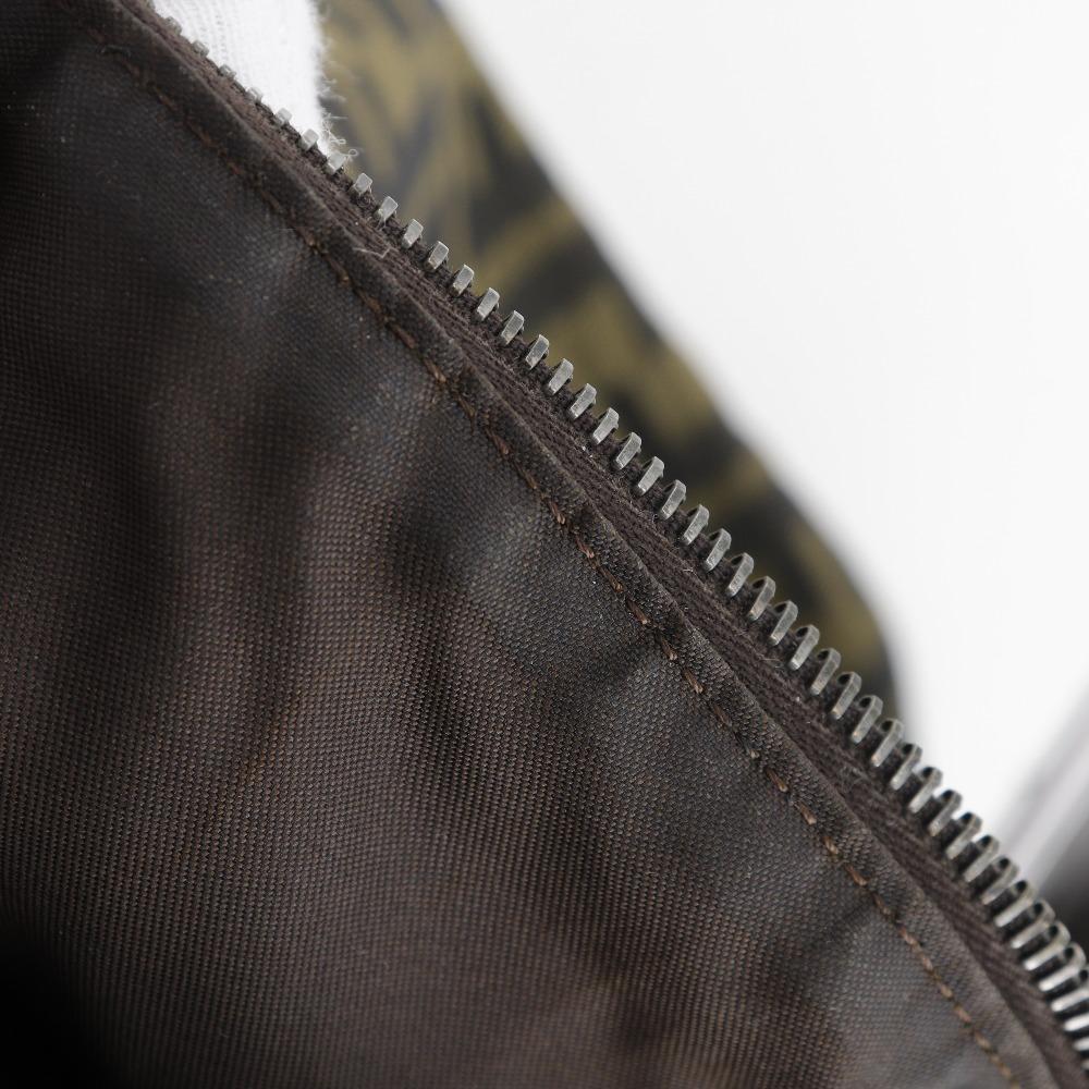 Fendi Zucca Shoulder Bag One Belt Brown Nylon Canvas Women Used