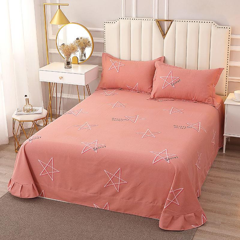 Three-piece Set of Pure Cotton Brushed Warm Sheets and Pillowcases for Double Student Dormitory Bed Set