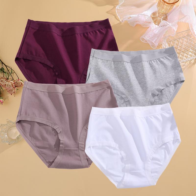 4Pcs/Set High Waist Underwear Cotton Panties Women Body Strips Underpants Plus Size Girls Briefs Female Lingerie Oversize Pantys