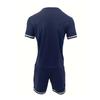 New Summer Men's Minimalist Striped Printed Comfortable and Breathable Round Neck T-shirt Shorts Set for Outdoor Casual Wear
