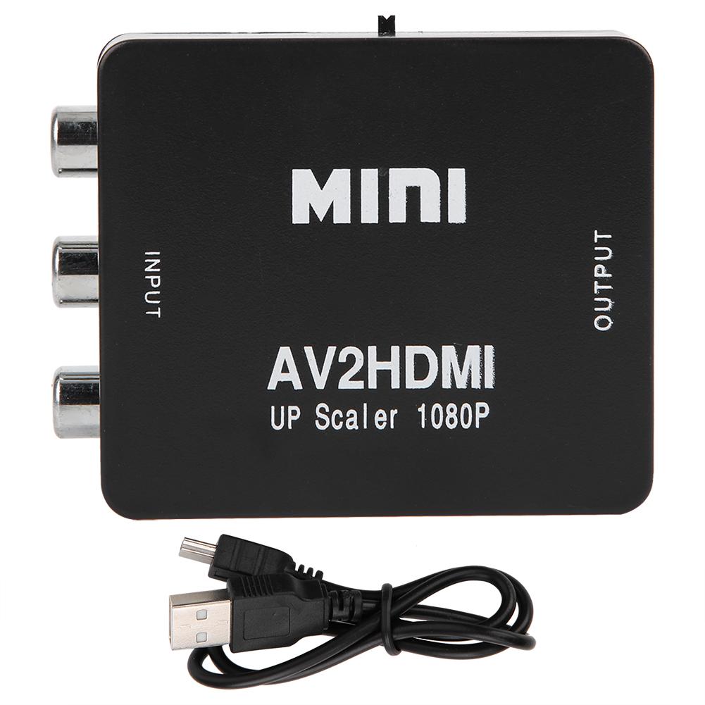 Mini AV To HDMI 1080P 60HZ Output High Definition Adapter Video Converter with USB CableBlack