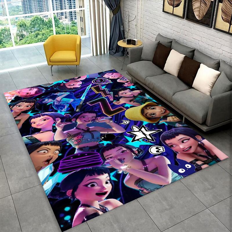 Kpop Demon Hunter Rumi Mira Zoey Cartoon Group Carpet Rug for Playroom Bedroom Living Room Sofa Home Decor,Area Rug Non-slip