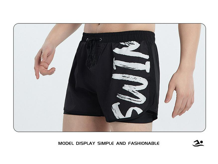 Men's Quick-Dry Double-Layer Swim Trunks - Loose, Anti-Embarrassment, Multi-Sport Shorts for Running, Beach, Surfing, Fitness.