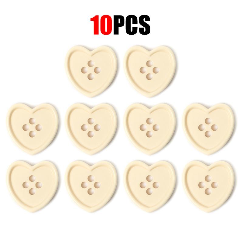 10Pcs Heart Shape Plastic Buttons for Needlework Sewing DIY Sewing Accessories Decorative Craft Supplies Clothing Sweater Button