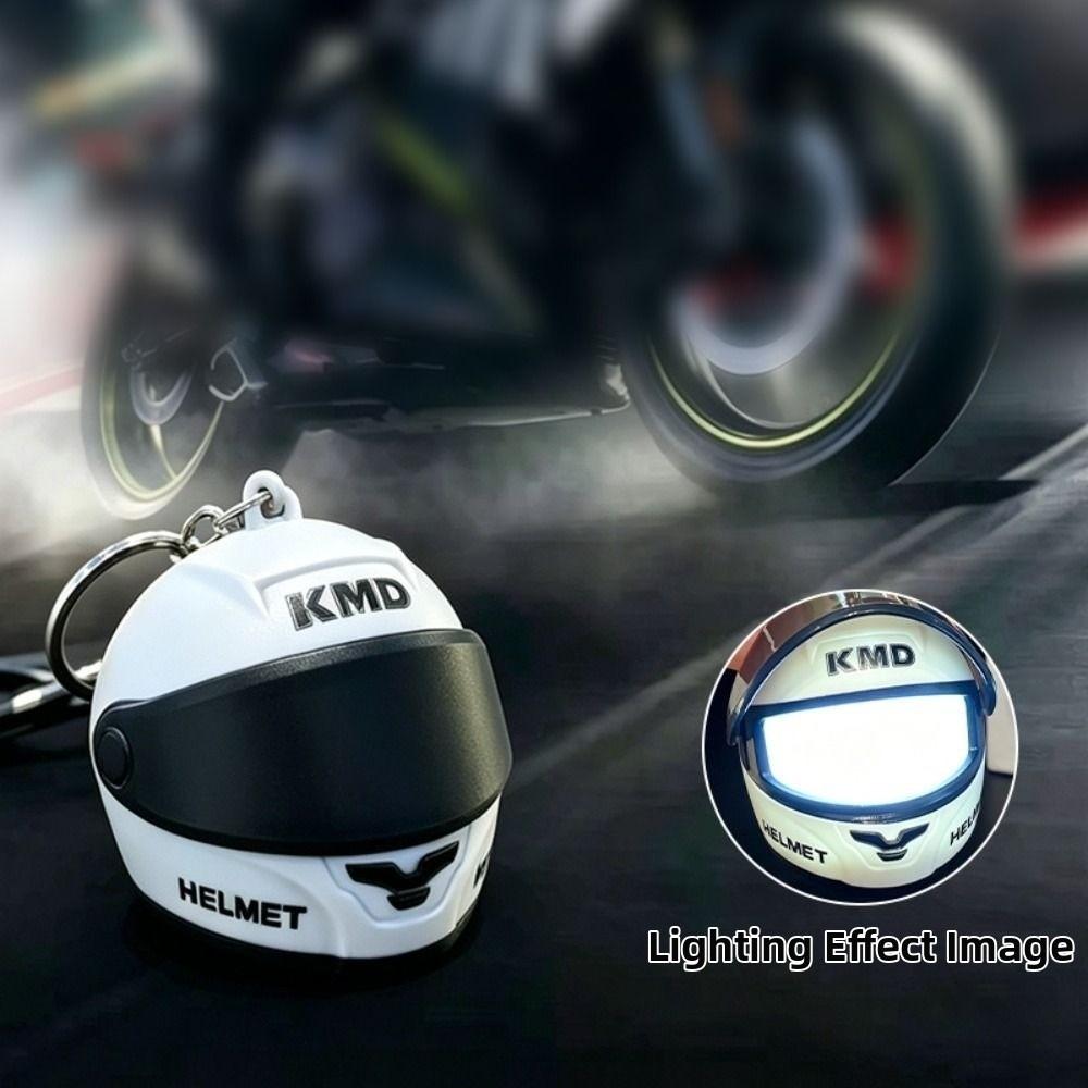 Realistic Light-up Helmet Keychain Cool Helmet Bag Charm  Key/Backpack Decor