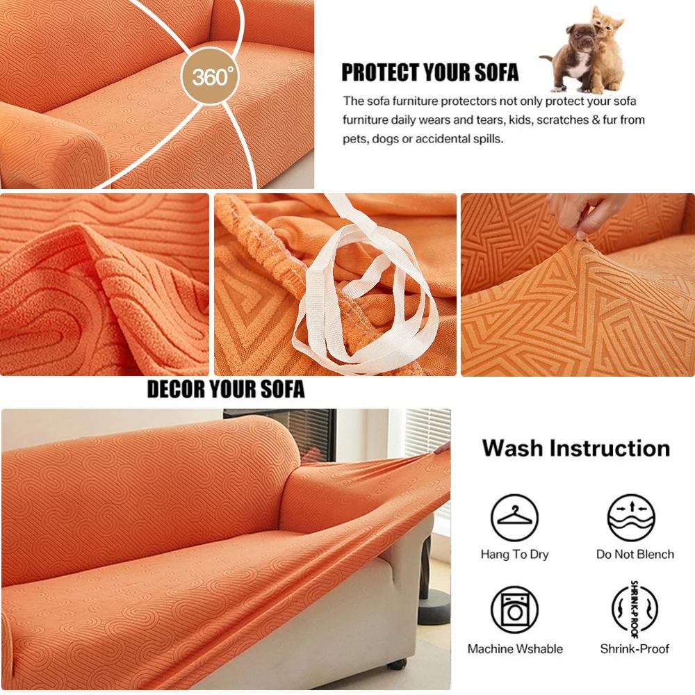 Jacquard Sofa Slipcovers Water Ripple Pattern Sofa Couch Cover Non-slip Dustproof Furniture Protector for Living Room Home Decor