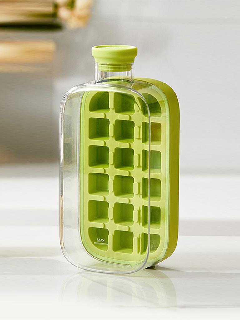 Food Grade Press Ice Cube Mold With Lid Portable 2 In 1 Ice Kettle Straw Dual Use Ice Making Artifact Kitchen Bar Ice Tray