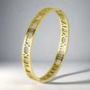 European & American Titanium Steel Hollow Electroplated Bangle with Diamonds - Versatile Stainless Steel Women's Fashion Jewelry