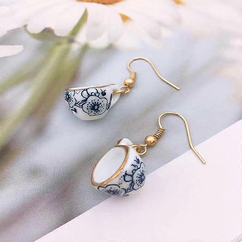 Retro Ceramic Teacup Earrings