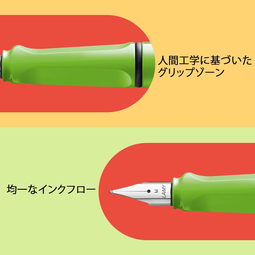 LAMY Safari Green Fountain Pen Ergonomic Grip and Polished Steel Size EF Ideal for Writing and Calligraphy Includes LAMY T10 Blue Ink Cartridge - Nib,