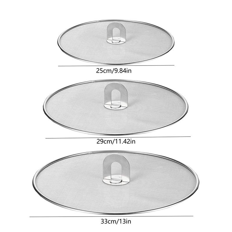 Stainless Steel Splatter Screen Mesh Pot Lid Cover Silver Oil Frying Pan Lid Cooking Tools Kitchen Accessories-Size 25/29/33cm