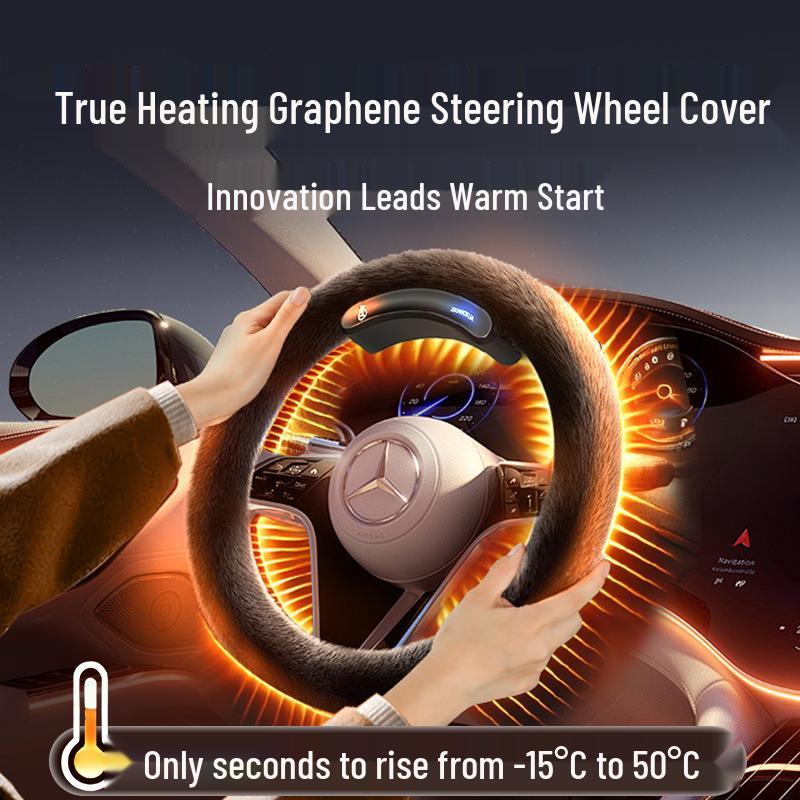 Husă Volan Universală Încălzită Wireless - Pluș, Anti-Îngheț, Suedeză cu Fir Scurt pentru Iarnă, Rotundă și în Formă de D