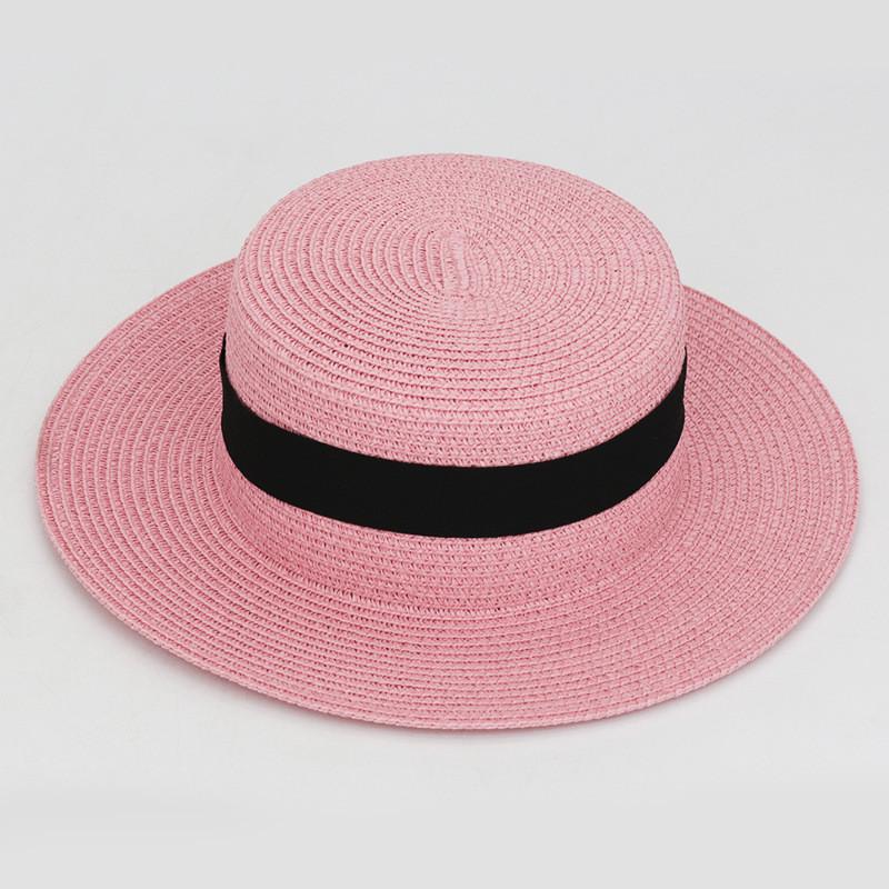 Color Square 20 Buckle Round Straw Hat Summer Travel Sunshade Cap Breathable