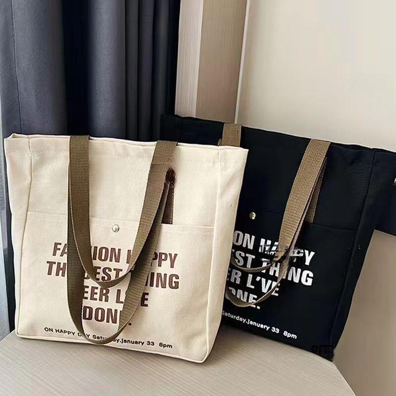 Mori Style Canvas Tote: Large-Capacity Shoulder Bag for Books and Everyday Commute