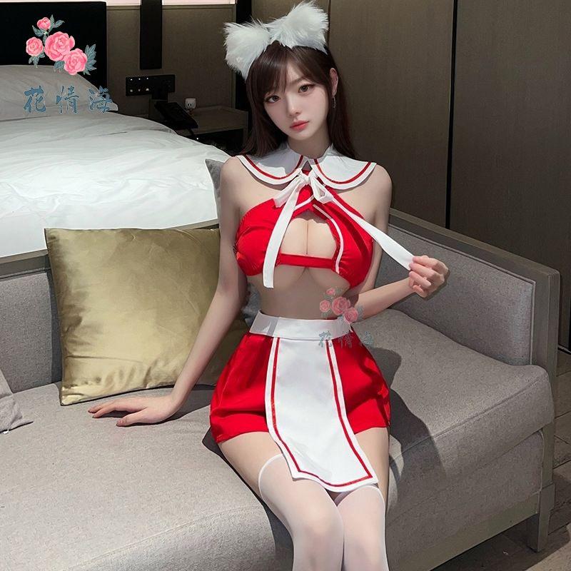 Sexy Lingerie Sexy Open Crotch Leaking Milk Sailor Suit Pure Desire Bed Teasing Flirting Small Breasts