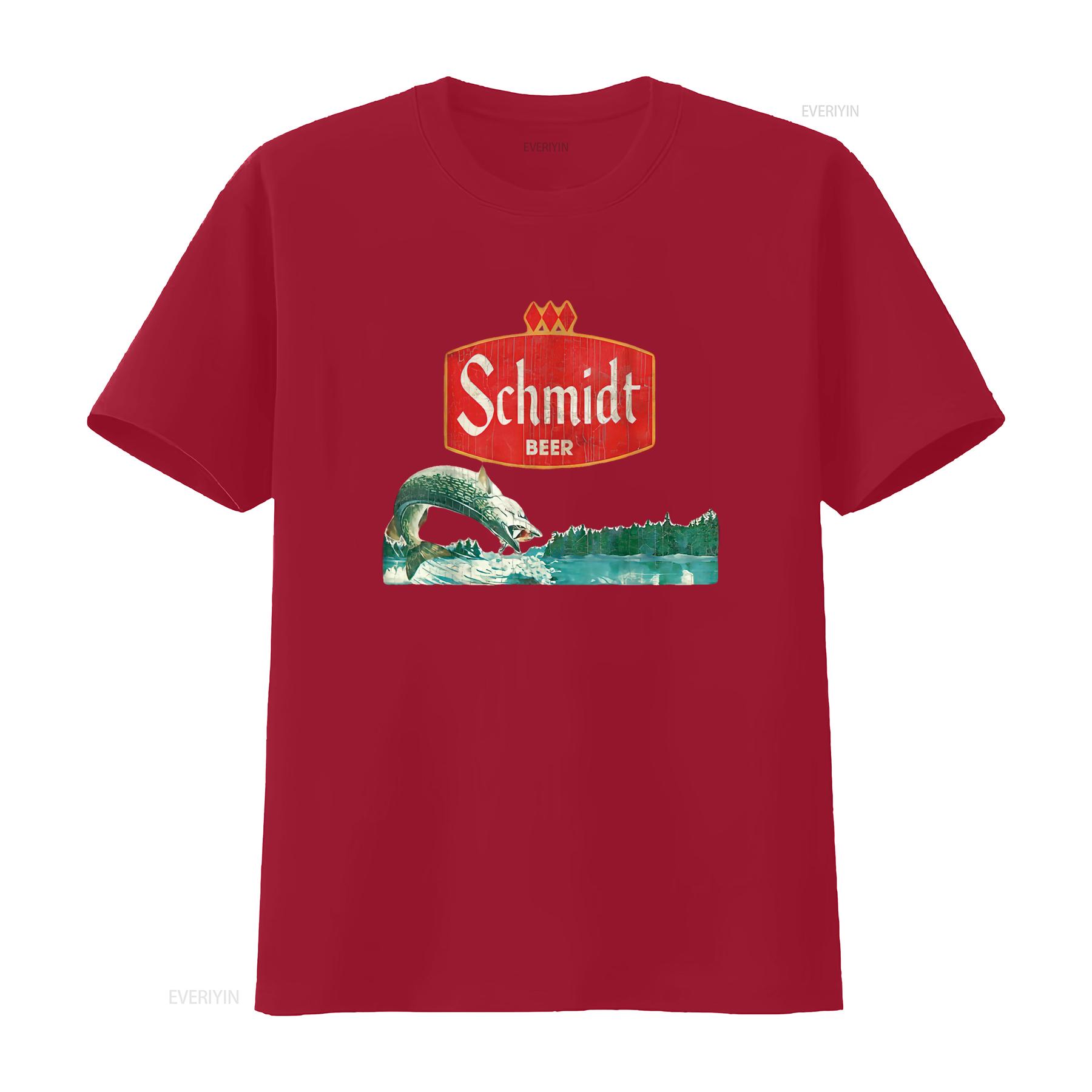 

Mens Vintage Schmidt Beer Retro Defunct Fishing Nature Scene T Shirt White 3XL vintage Washed fashion Stylish Casual S