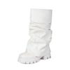 European and American Thick-soled Performances Catwalk Fashion Boots Pleated Skirt Trouser Tube Boots High Heel Large Size High Boots