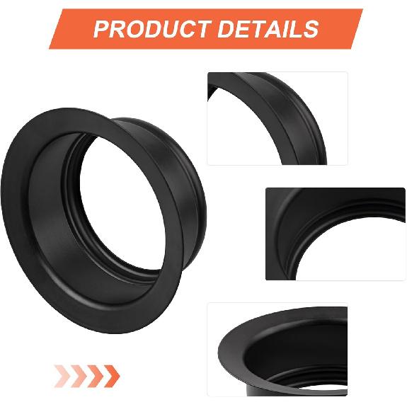 Matte Black Sink Flange Fits for InSinkErator FLG-MTBLK Sink Flange, Durable Stainless Steel Sink Flange for InSinkErator Garbage Disposals and Most